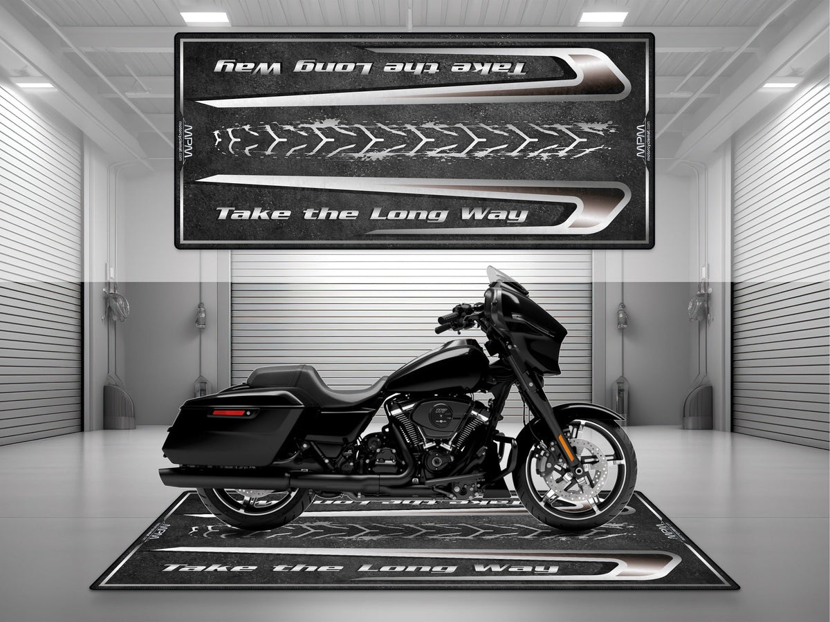 MPM Motorcycle Mat for Touring Motorcycle "Take the Long Way" - MM4311