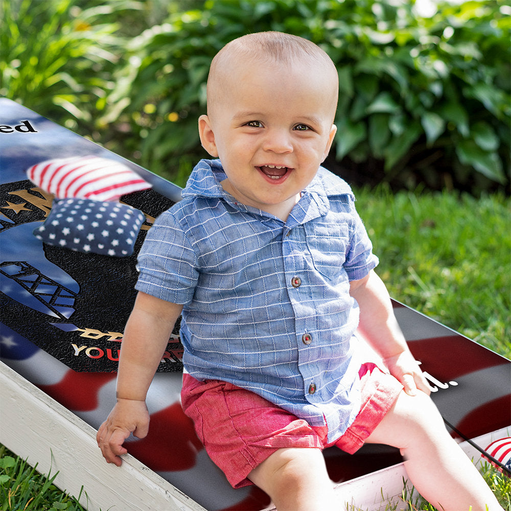 POW MIA American Flag - Cornhole Board Wrap - Set of 2