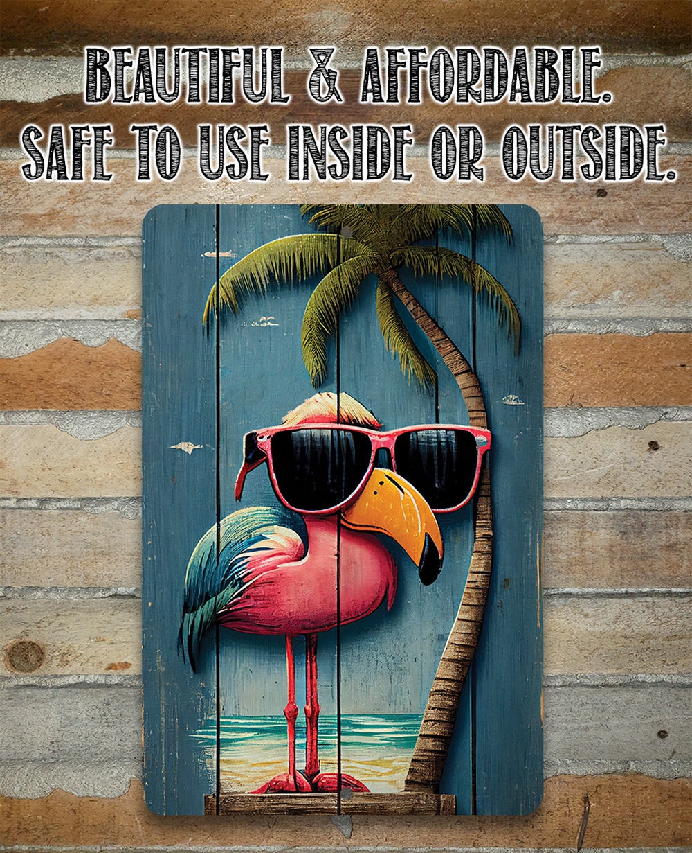Life's a Beach Flamingo - Metal Sign