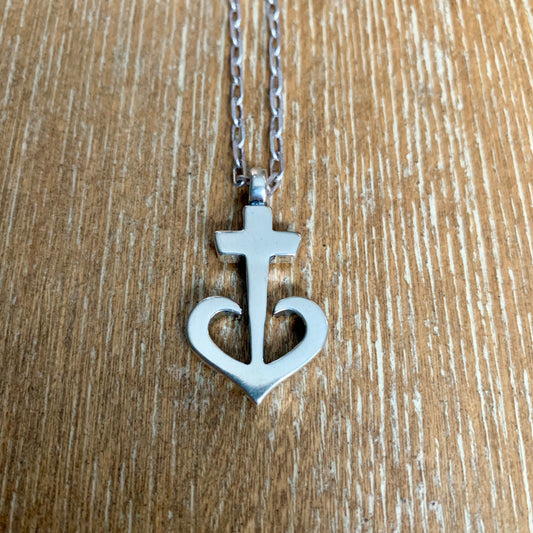 LOVE Anchored Heart Necklace - Sterling Silver