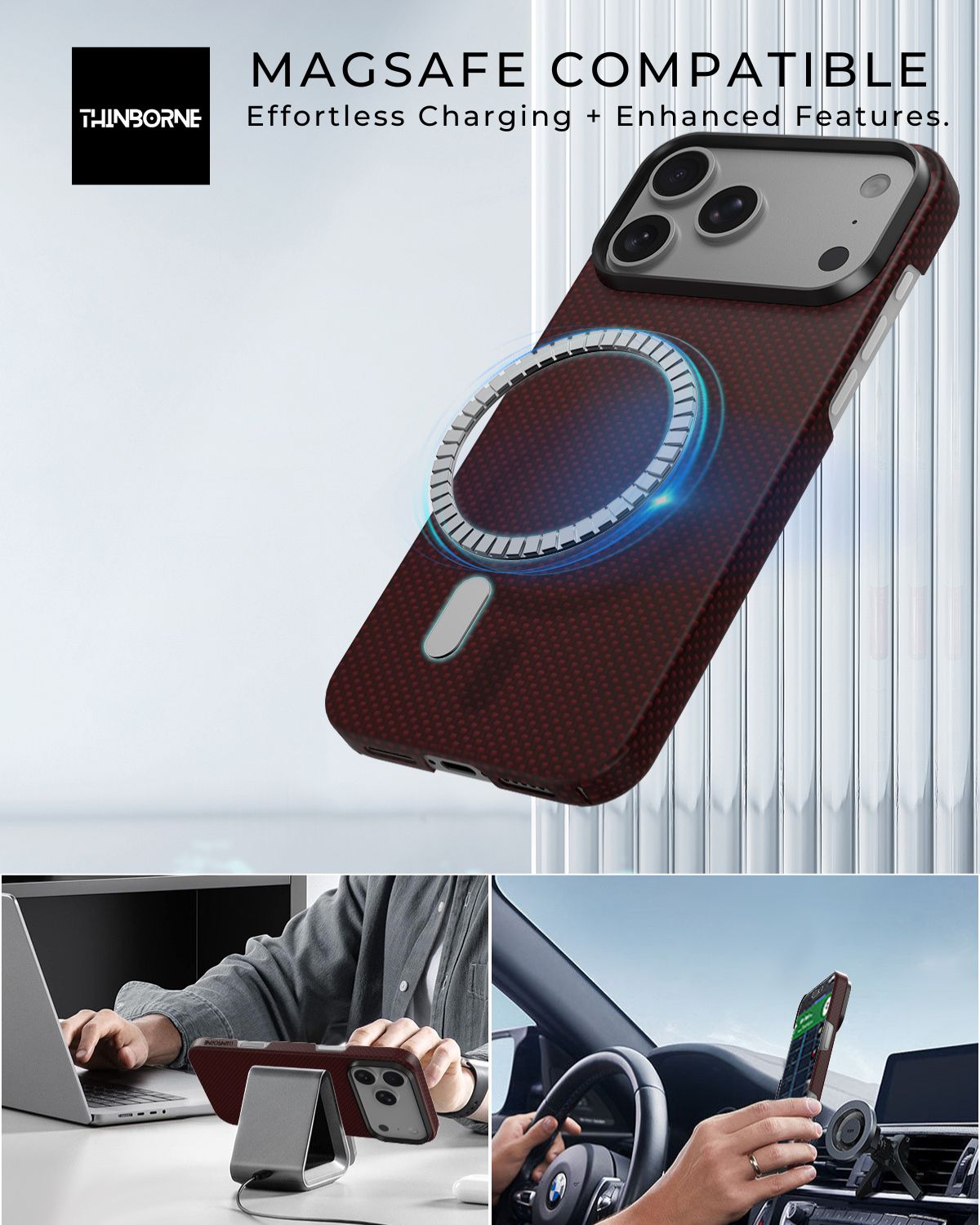 iPhone 17 Pro Case - Super Thin | Aramid Fiber | MagSafe - Crimson
