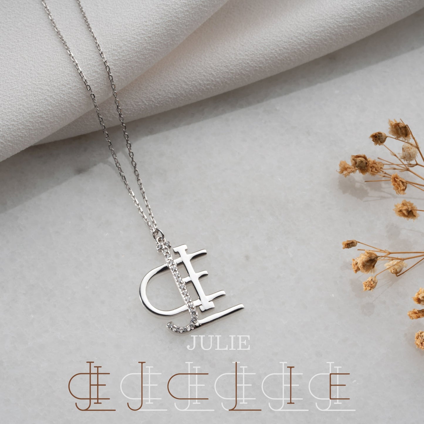 Anthracite Diamond Initial Necklace – Custom Name Jewelry in Exclusive Black Finish