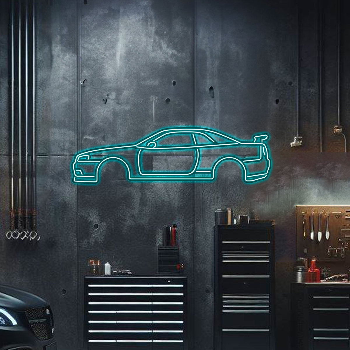 Skyline GT-R R34 Metal Neon Car Wall Art - MTN0036
