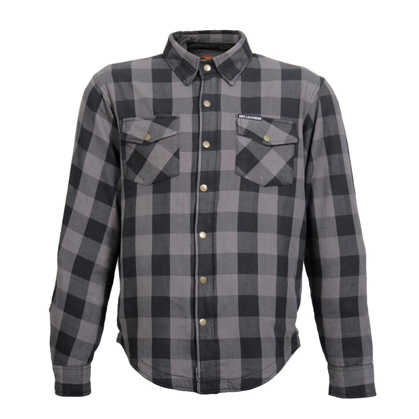 Hot Leathers Men's 'Last Stand' Gray Cotton Flannel Shirt - Button Front - Riding Protective Wear - JKM3004