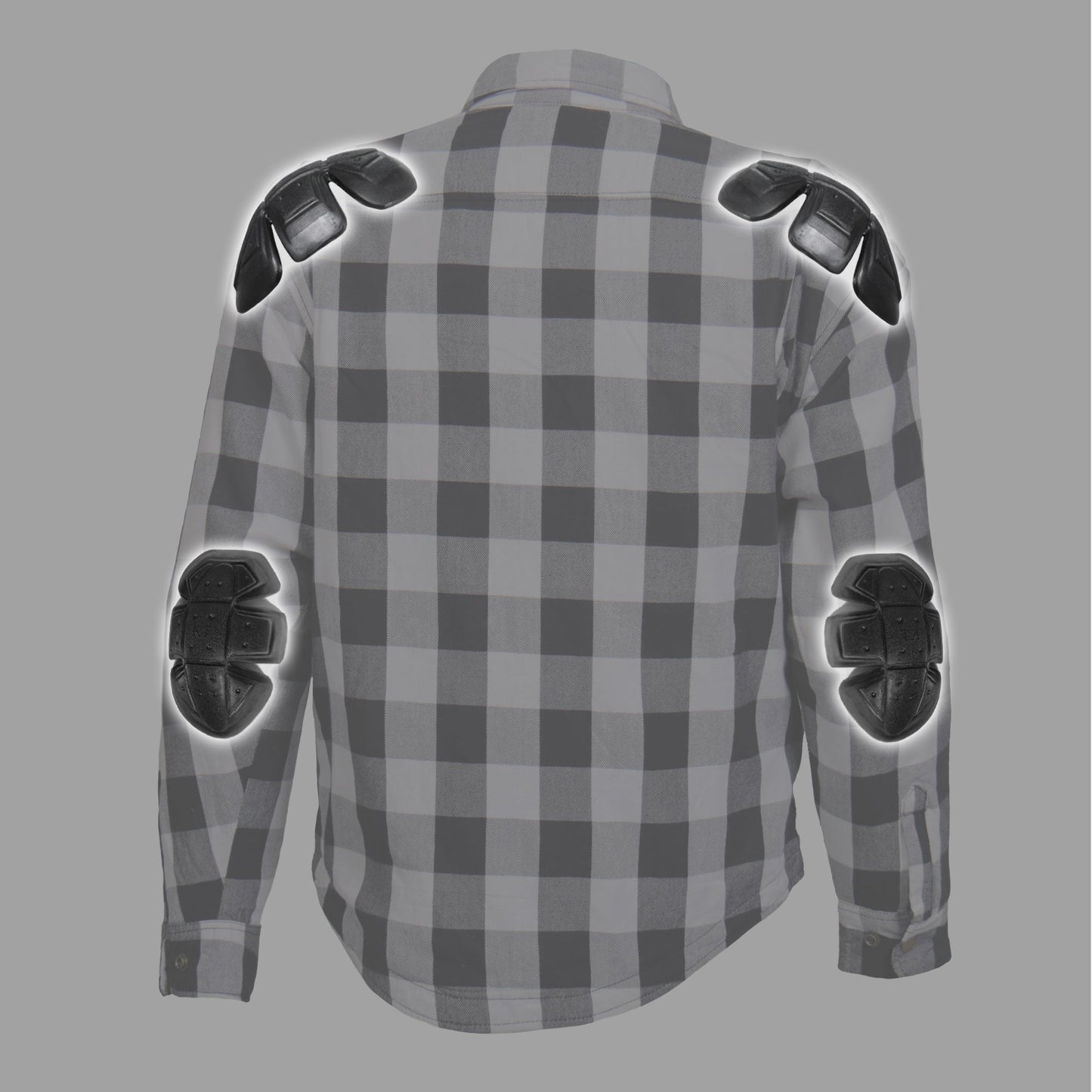 Hot Leathers Men's 'Iron Outlaw' White/Black Cotton Flannel Shirt - Button Front - Riding Protective Wear - JKM3005