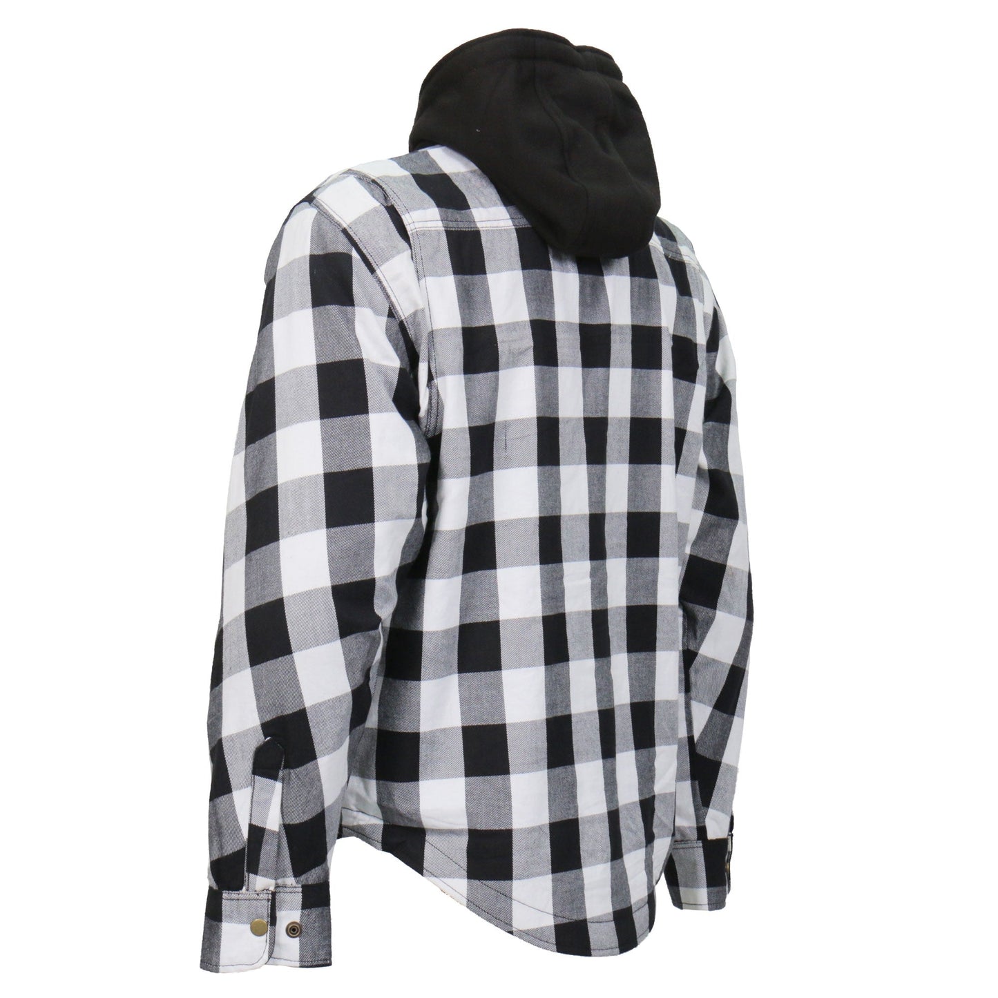 Hot Leathers Men's 'Death March' White/Black Cotton Flannel Shirt - Button Front - Riding Protective Wear - JKM3006