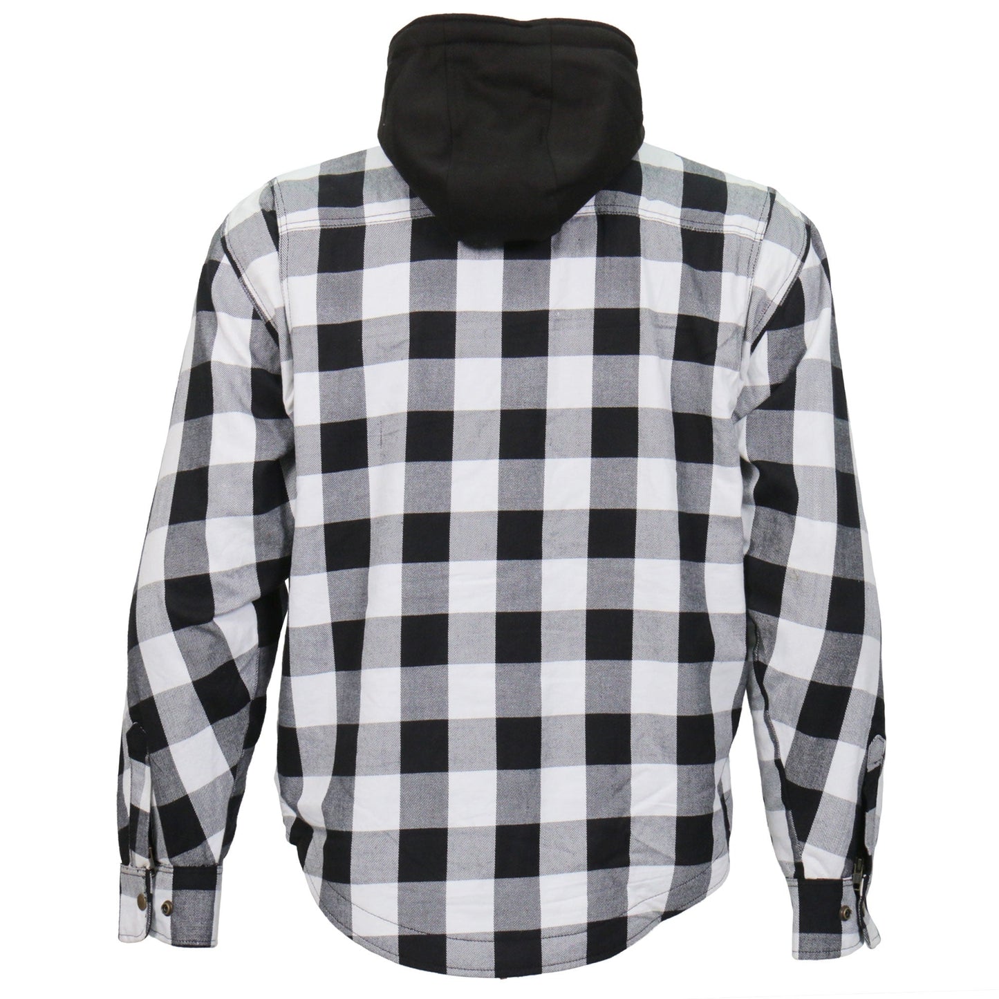 Hot Leathers Men's 'Death March' White/Black Cotton Flannel Shirt - Button Front - Riding Protective Wear - JKM3006