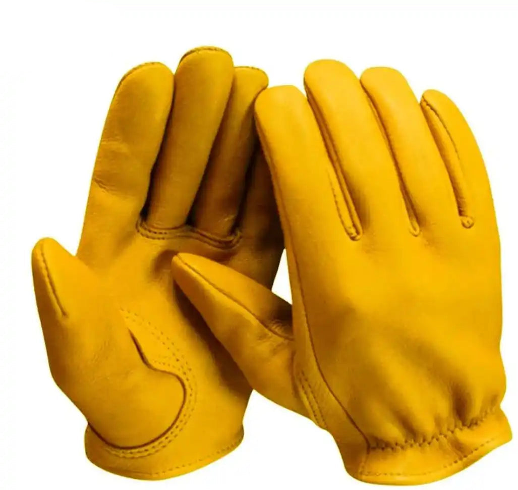 Legendary Gold Deerskin Leather Short Wrist Motorcycle Gloves