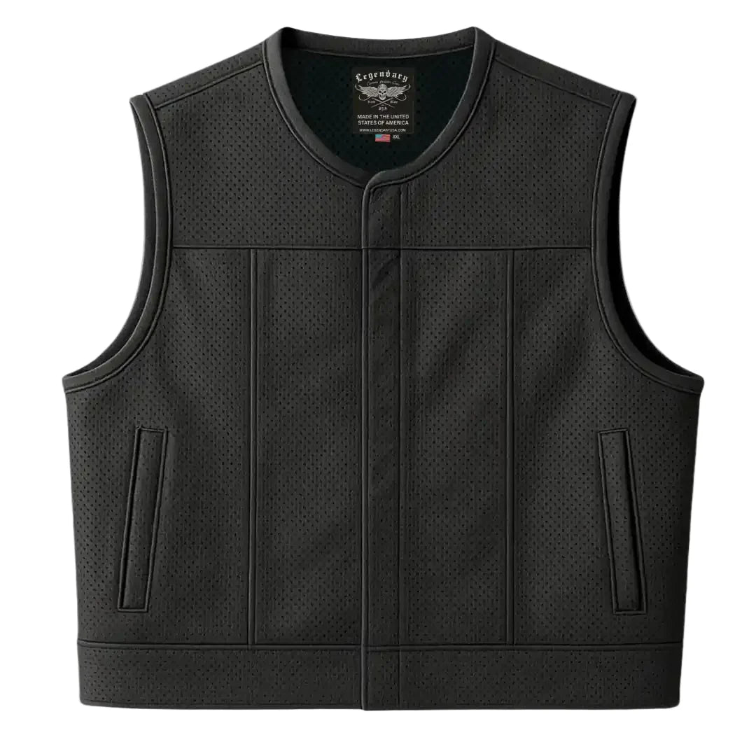 Legendary LowLife NCP Perforated Leather Cropped Fitted Club Style Motorcycle Vest