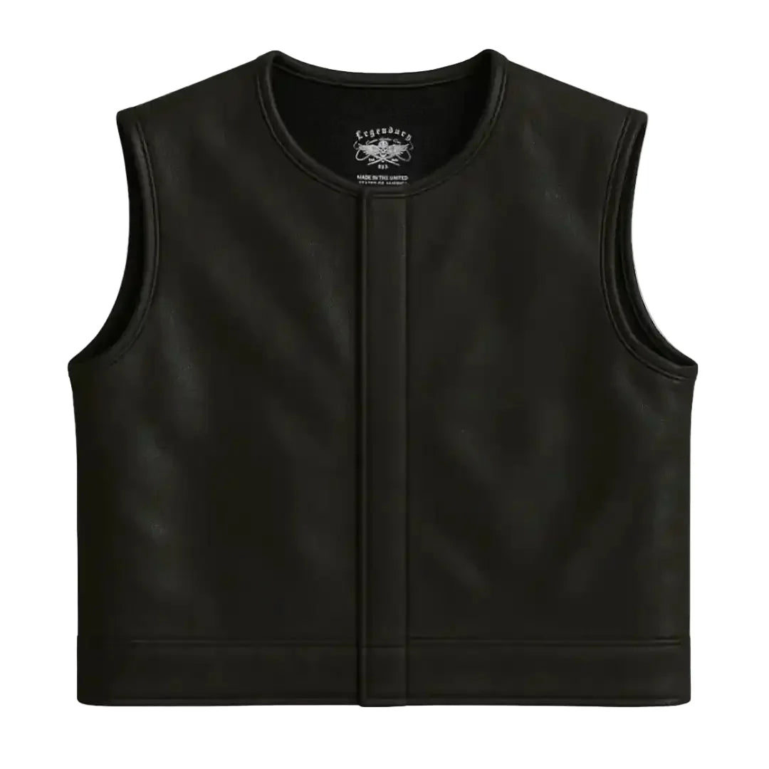 Legendary LowLife NOP Black Cropped Fitted Leather Club Style Motorcycle Vest