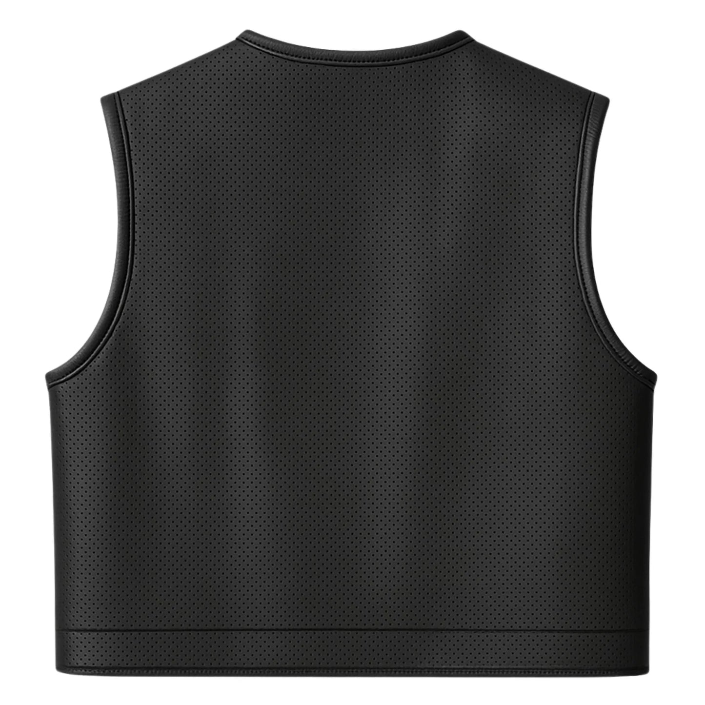Legendary LowLife NOP Perforated Leather Cropped Fitted Club Style Motorcycle Vest