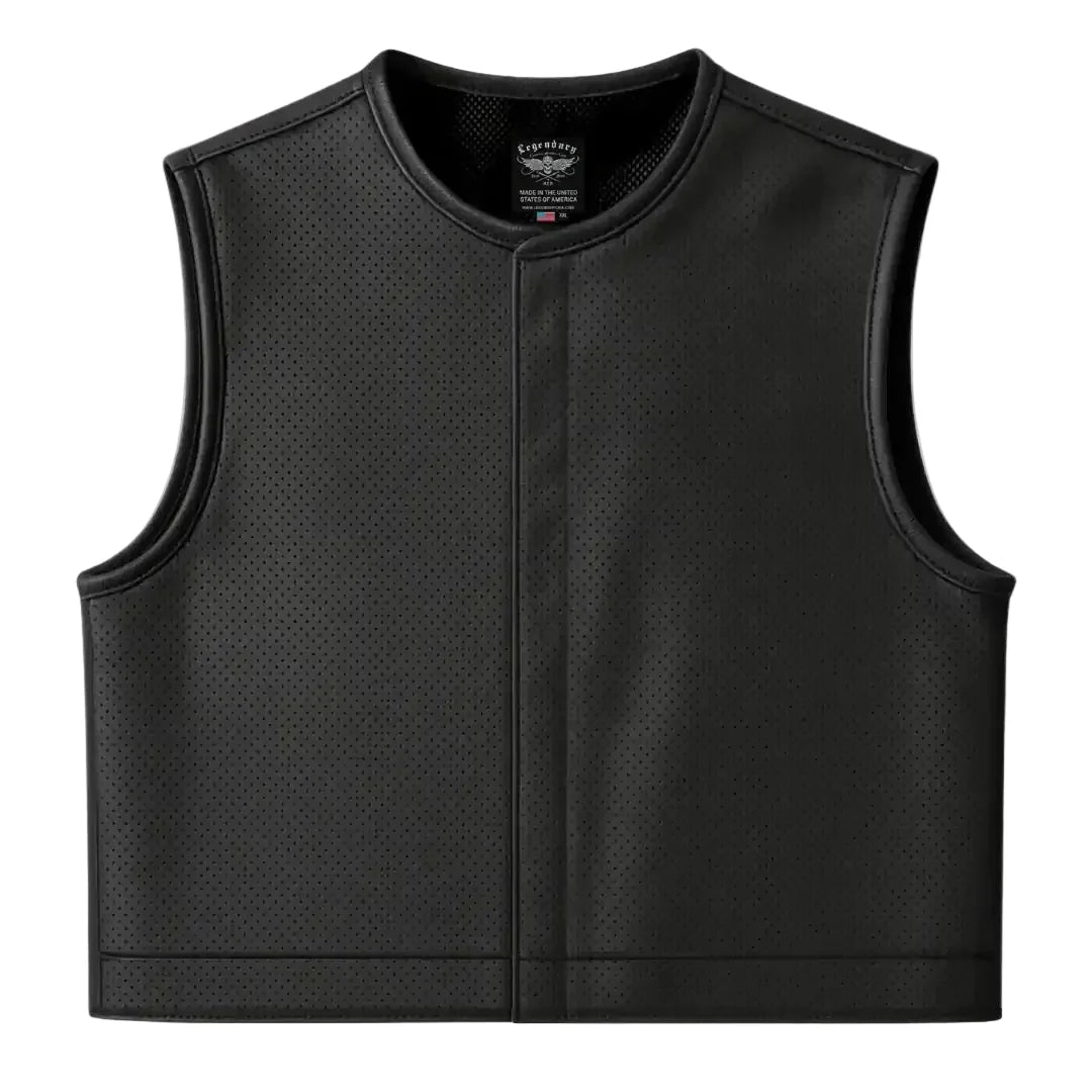 Legendary LowLife NOP Perforated Leather Cropped Fitted Club Style Motorcycle Vest