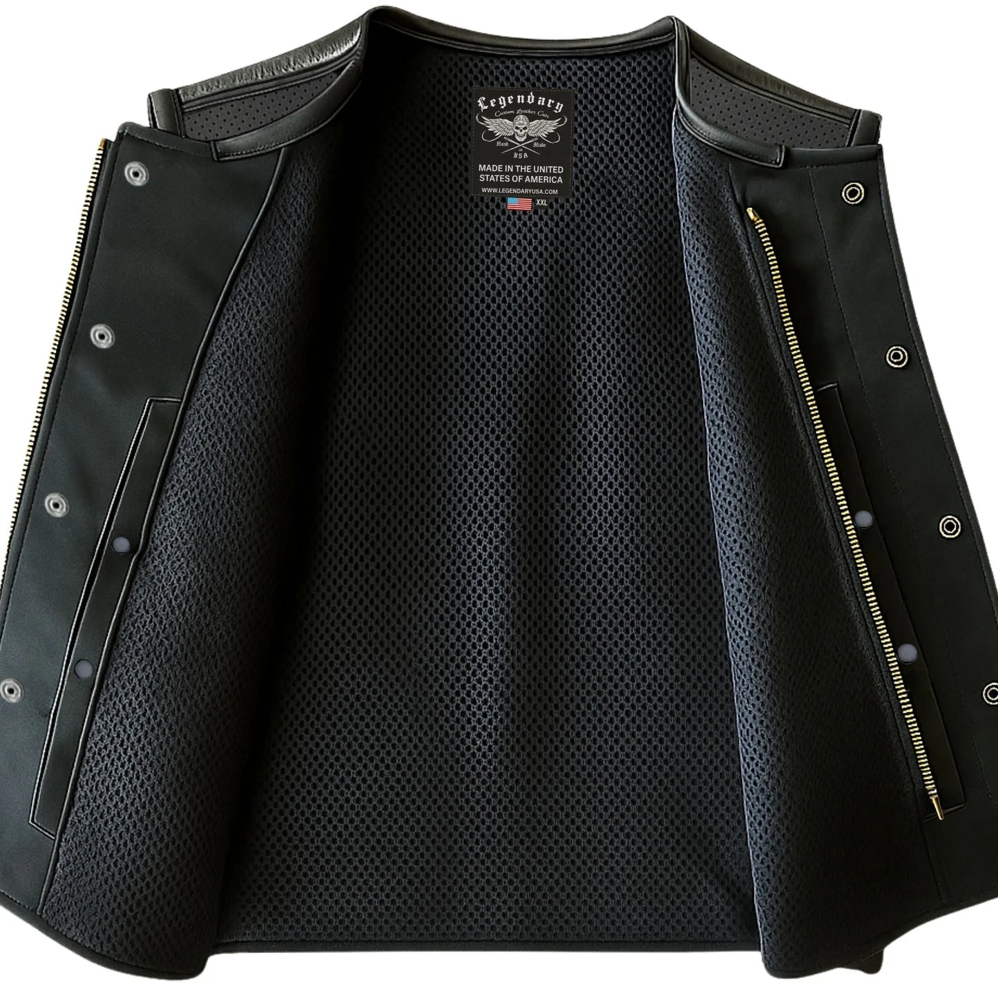 Legendary LowLife Perforated Leather Cropped Fitted Club Style Motorcycle Vest