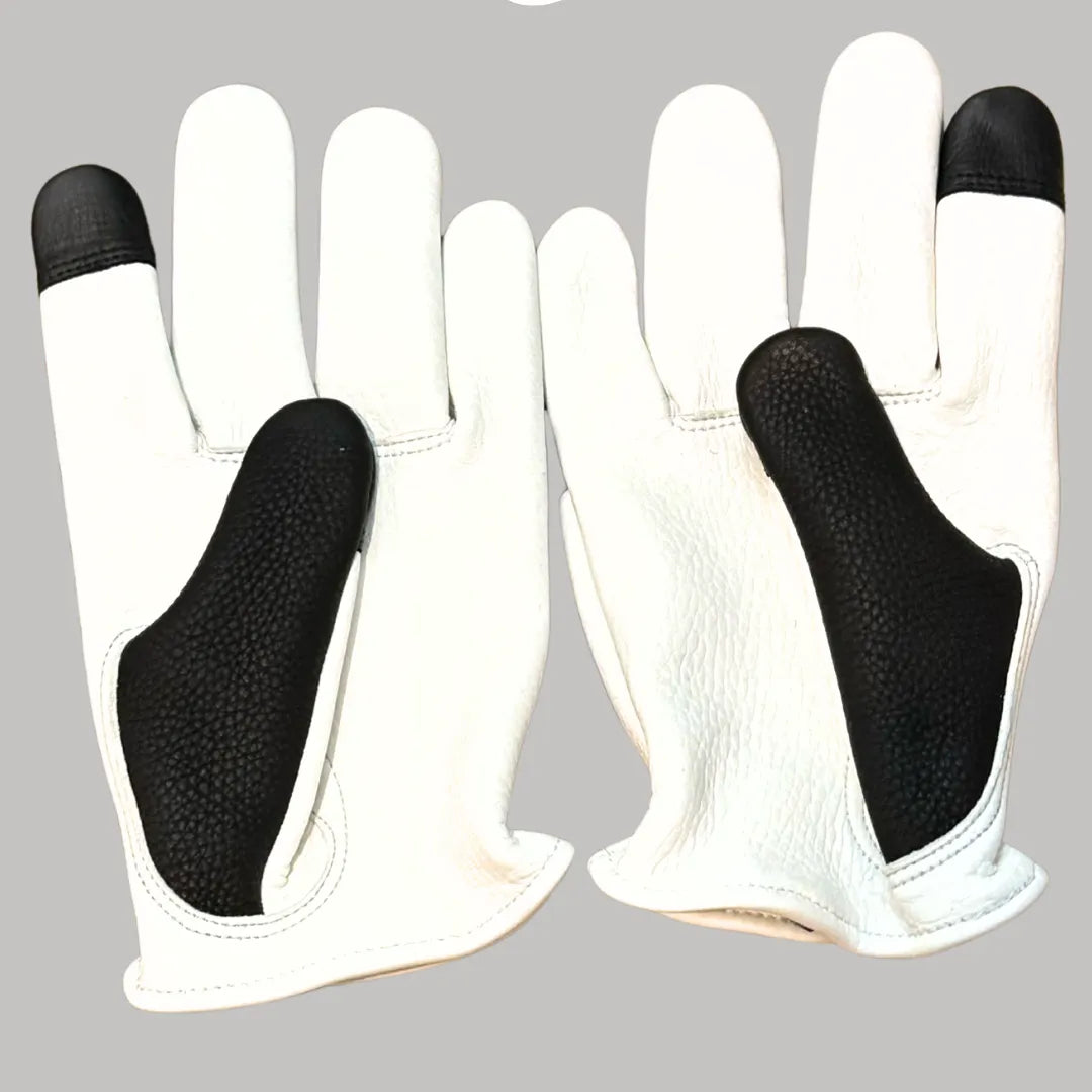 Legendary 'Spitfire' White Deerskin Short Wrist Touchscreen Motorcycle Gloves