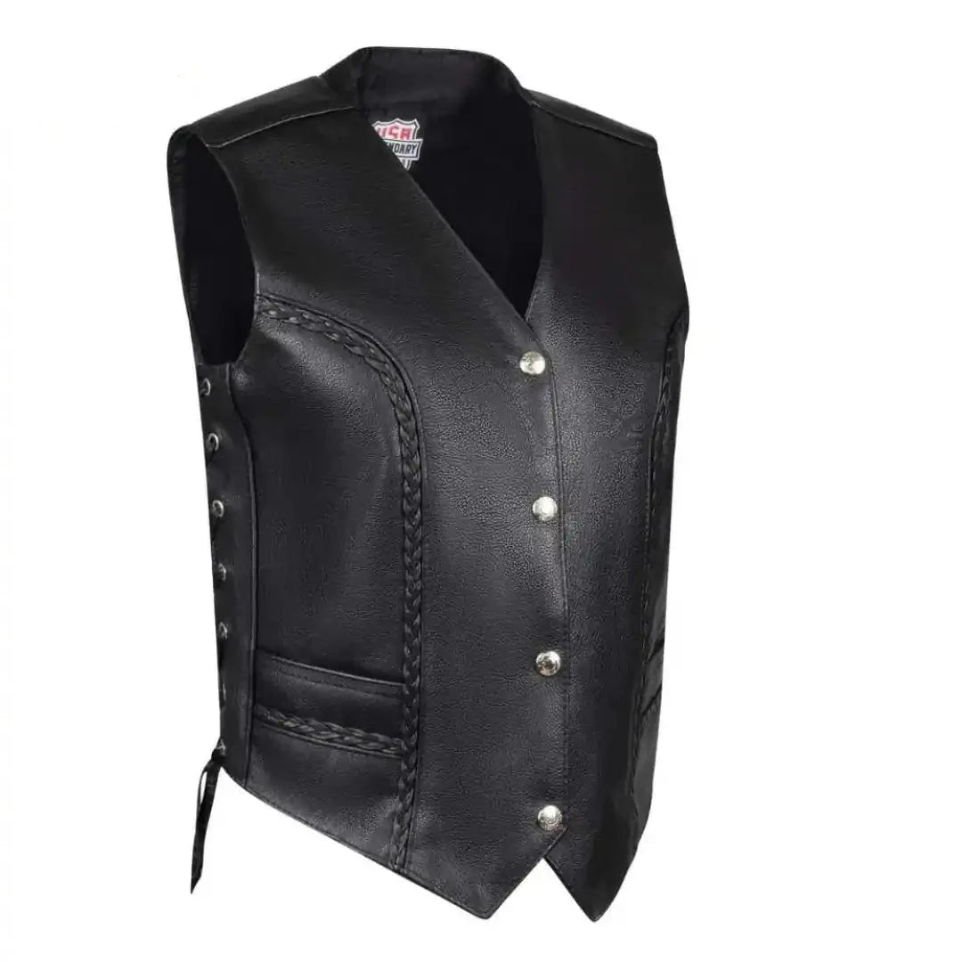 Legendary Women’s Leather Braided Motorcycle Vest