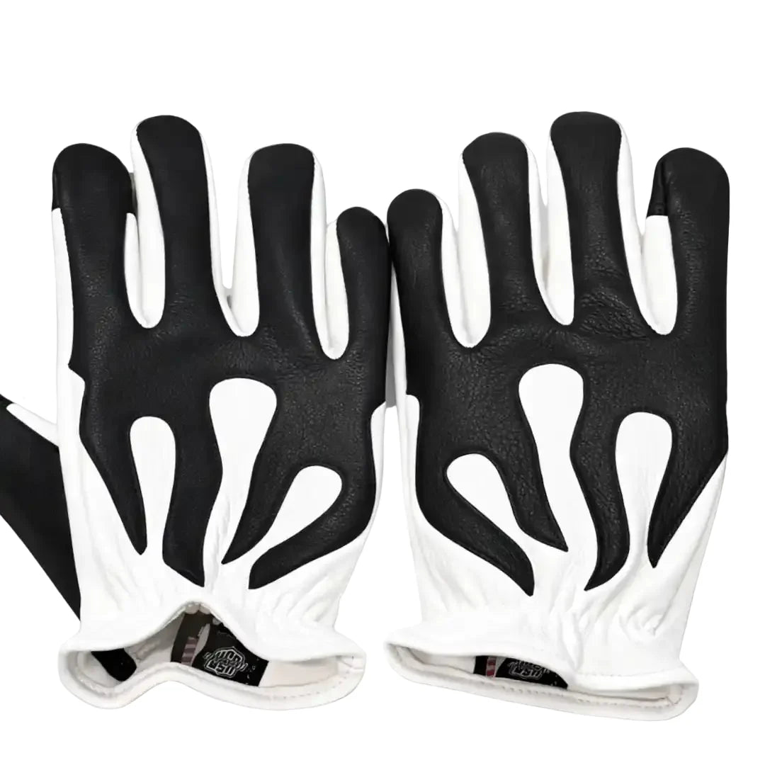 Legendary 'Spitfire' White Deerskin Short Wrist Touchscreen Motorcycle Gloves