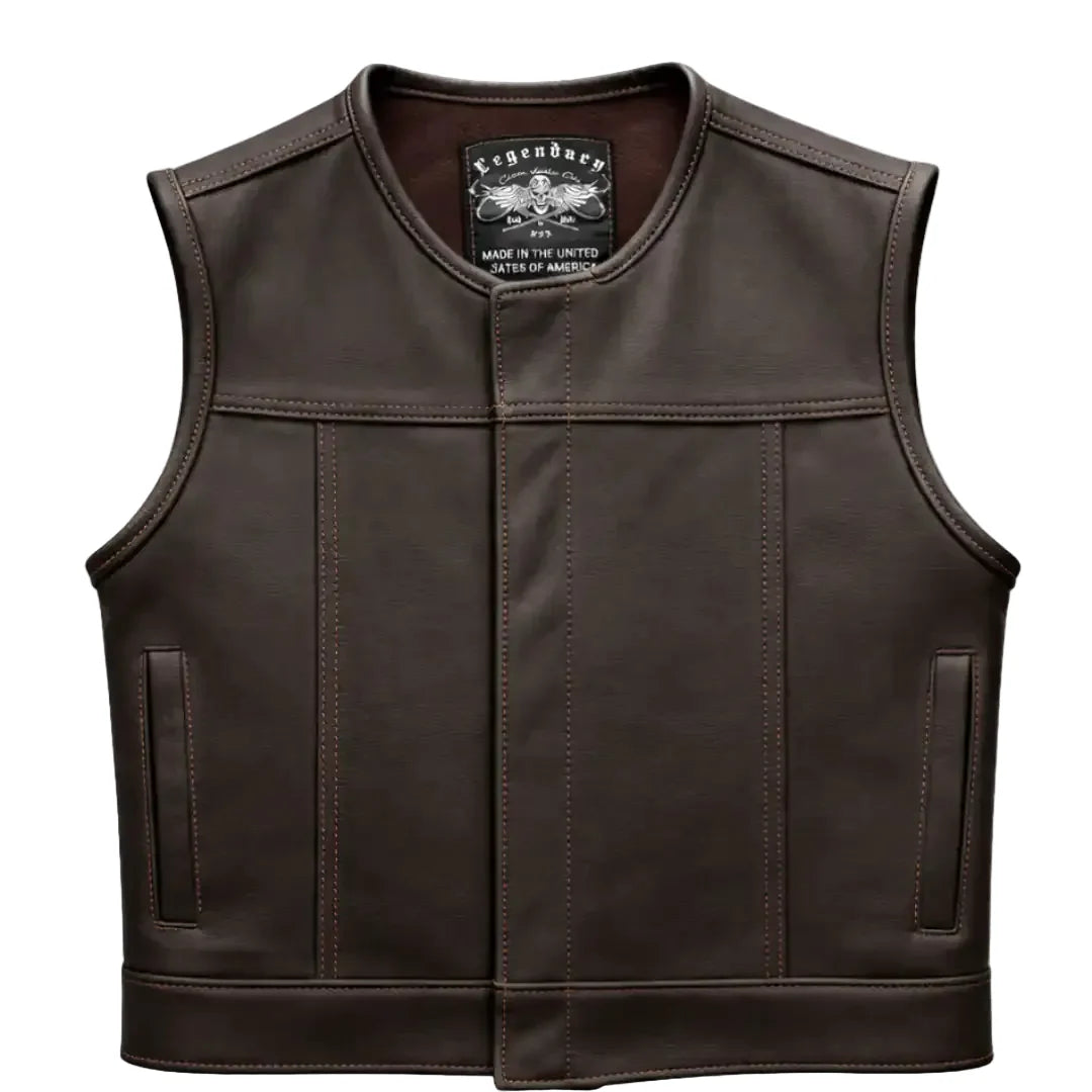 Legendary LowLife NCP Dark Chocolate Cropped Fitted Leather Club Style Motorcycle Vest