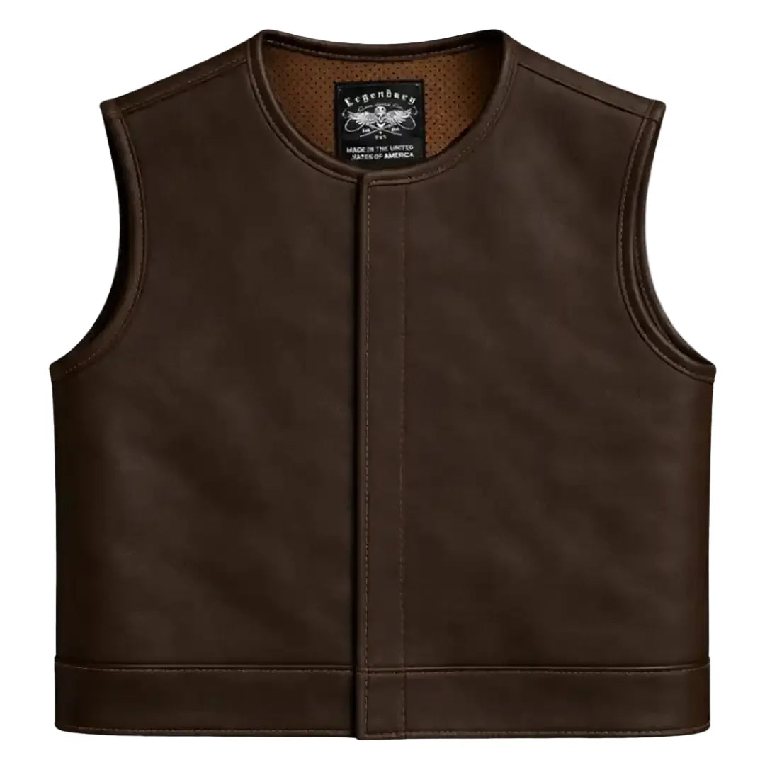 Legendary LowLife NOP Dark Chocolate Cropped Fitted Leather Club Style Motorcycle Vest