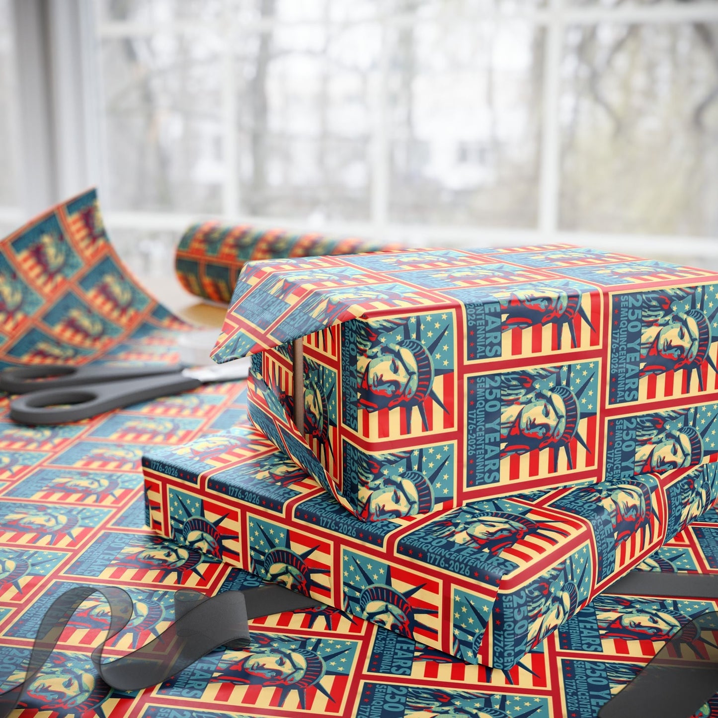 Liberty Semiquicentennial Custom Wrapping Paper Roll – America’s 250th Anniversary