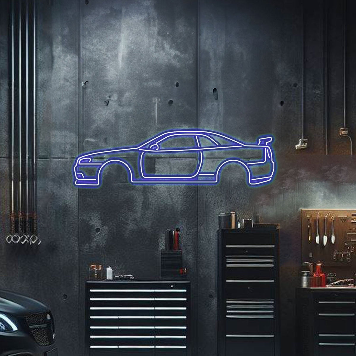 Skyline GT-R R34 Metal Neon Car Wall Art - MTN0036