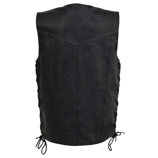 Milwaukee Leather LKY3860 Youth Size Black Leather Motorcycle Riders Vest w/ Side Lace