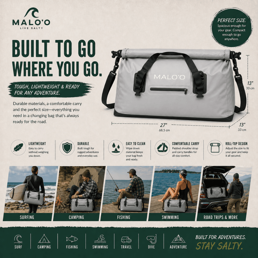 Malo'o Shoreline Changing & Carry Bag – Waterproof Wetsuit Changing Bag for Beach & Travel