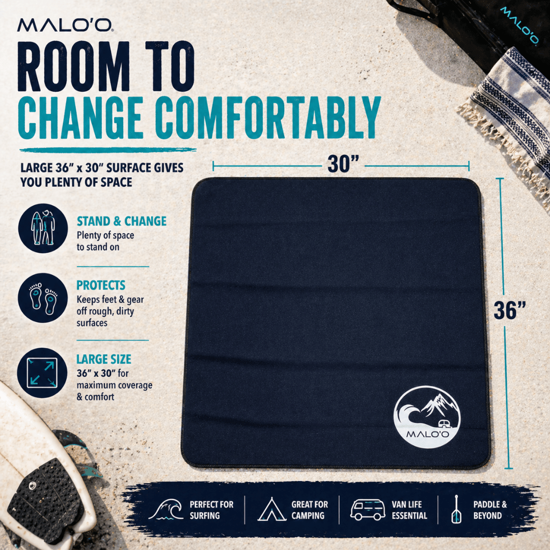 Malo'o Shoreline Changing Mat – Quick-Dry Surf Changing Mat for Beach & Travel