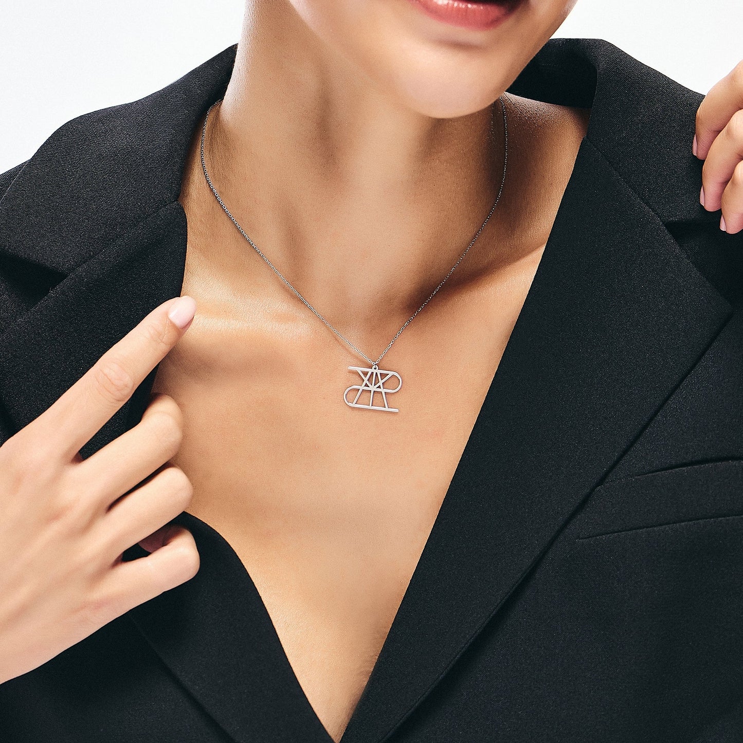 Unique Womens Style Mary Name Logo Necklace - White Gold
