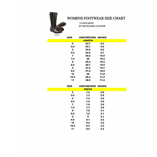 Milwaukee Leather MBL9365 Women's Classic Black Leather 14-Inch Harness Square Toe Tall Motorcycle Boots