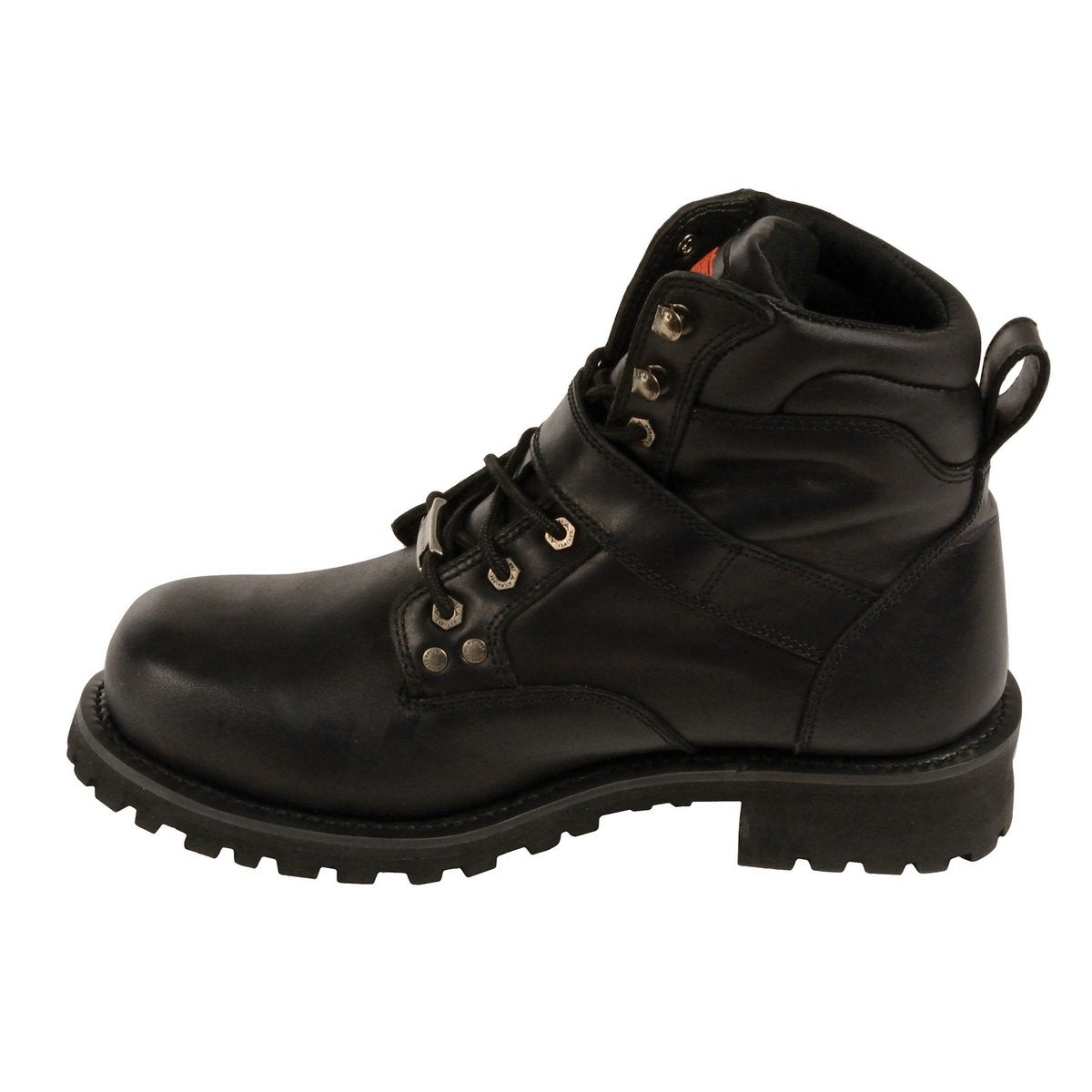 Milwaukee Leather Men's Wide-Width Classic Black Leather Lace-Up 6-inch Engineer Boots with Side Buckle MBM9010W