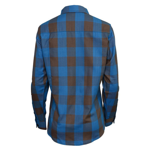 Milwaukee Leather Ladies 'Ridge' Brown/Aqua Long Sleeve Flannel - Cotton Button Up Shirt - MNG21618