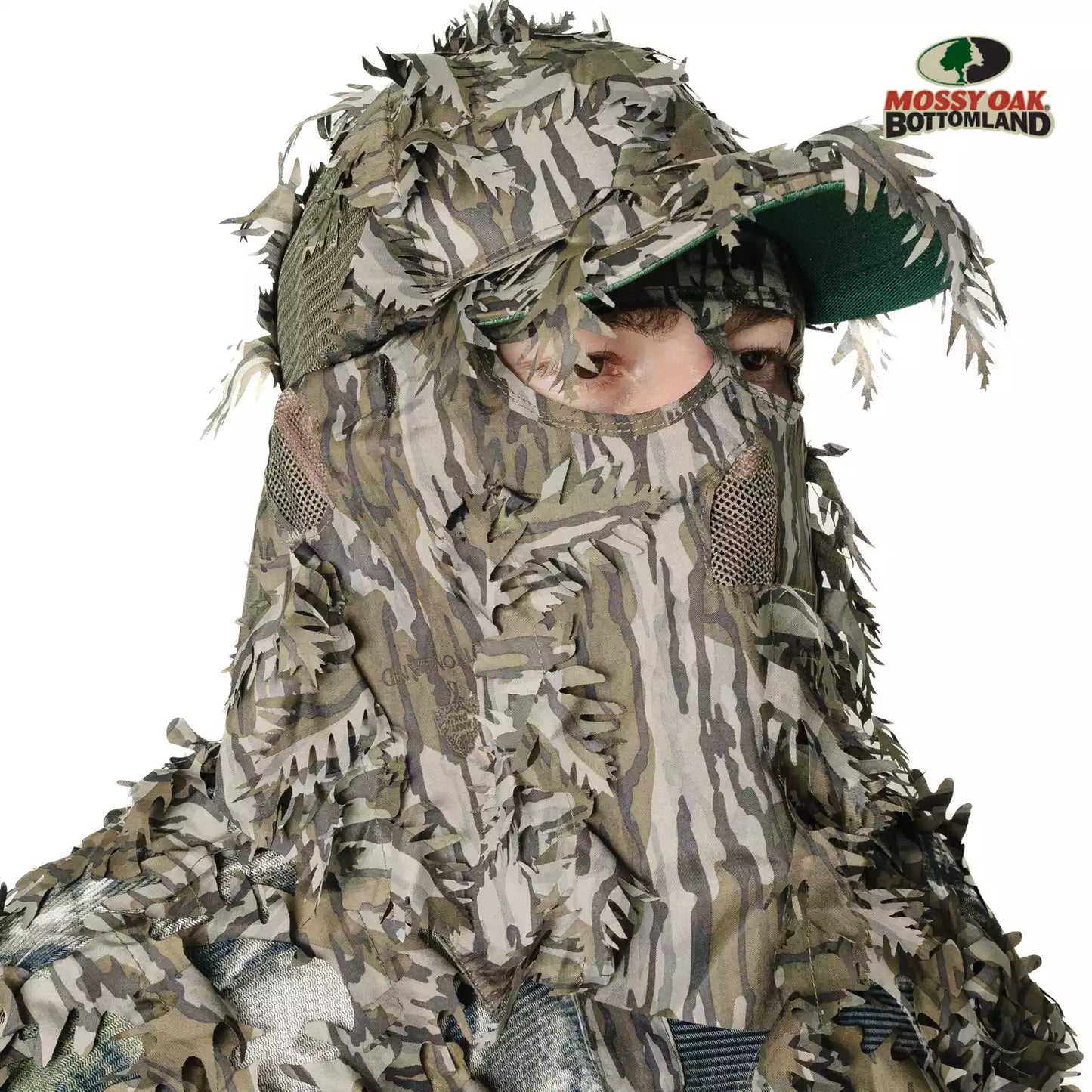 3D Leafy Camo Face Mask Ball Cap in Mossy Oak and Realtree (Adj, OSFM)