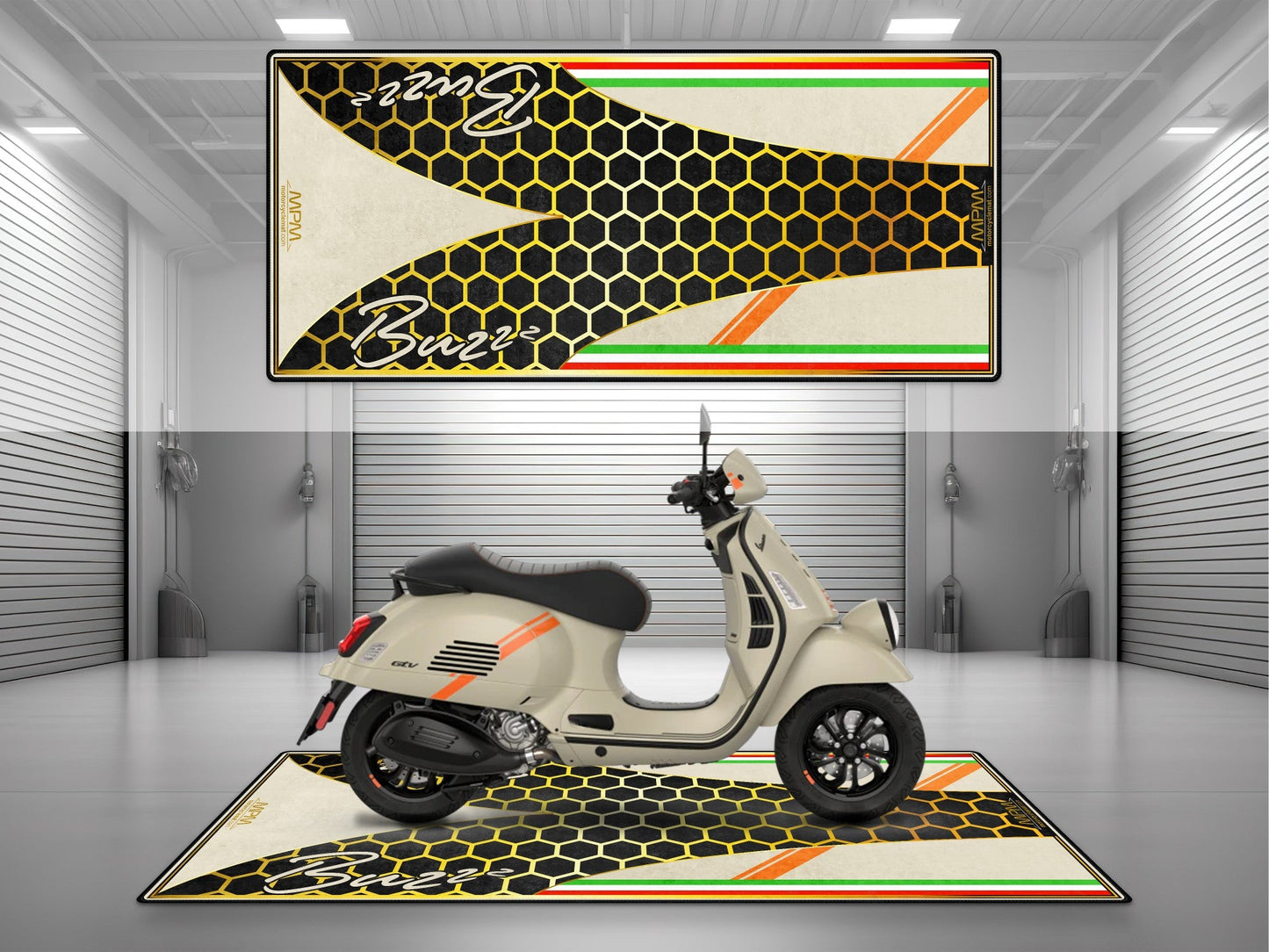 MPM Motorcycle Mat for Vespa Buzzz Design - U1101