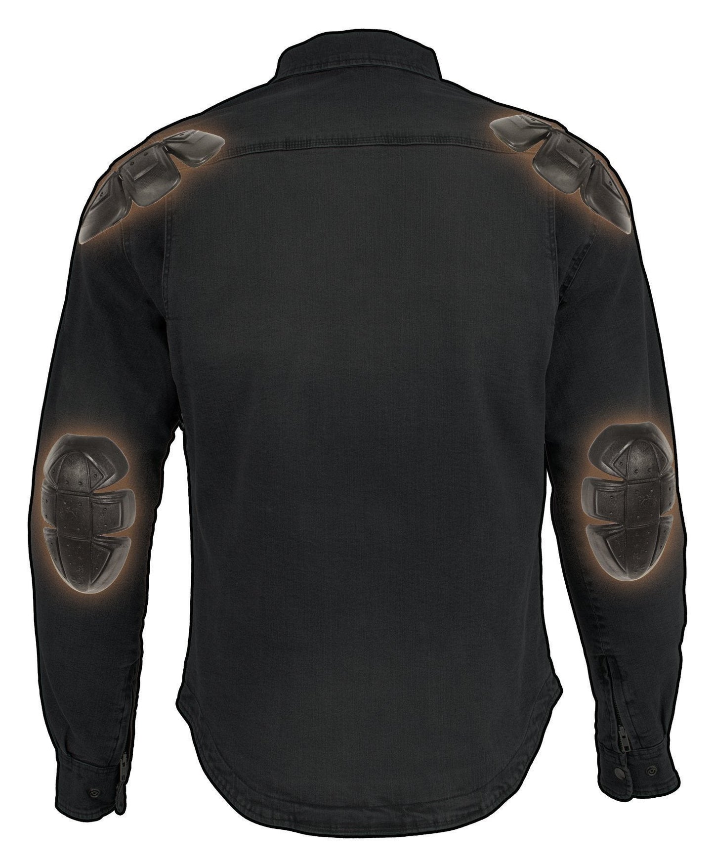 Milwaukee Leather MPM1620 Men's Black Flannel Biker Shirt w/ CE Approved Armor - Reinforced w/ Aramid Fibers