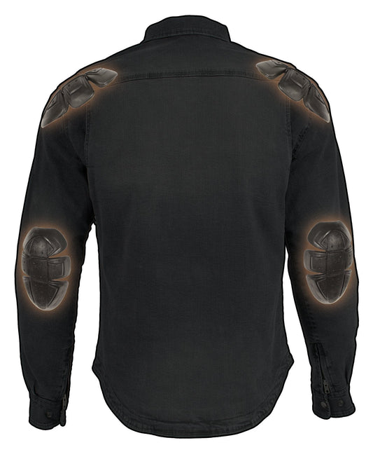 Milwaukee Leather Men's Avalanche Black CE Armored Flannel Shirt with Aramid Reinforced Zones - MPM1620