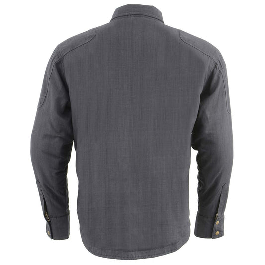 Milwaukee Leather Men's Warpath Black CE Armored Flannel Shirt with Aramid Reinforced Zones - MPM1622