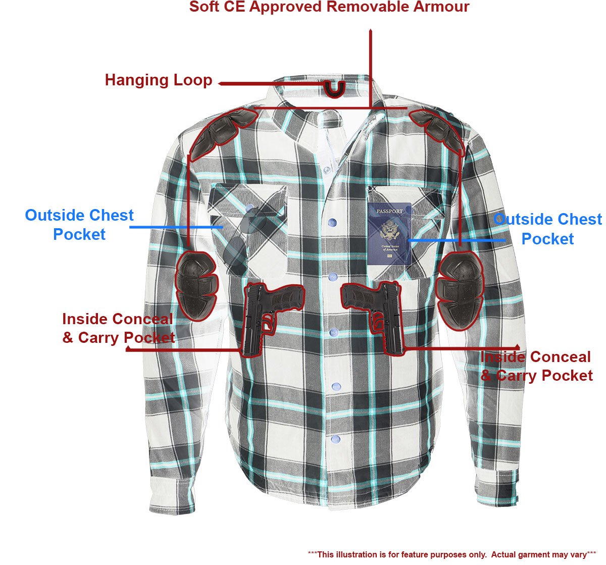 Milwaukee Leather Men's Whistler Multi/Color CE Armored Flannel Shirt with Aramid Reinforced Zones - MPM1625