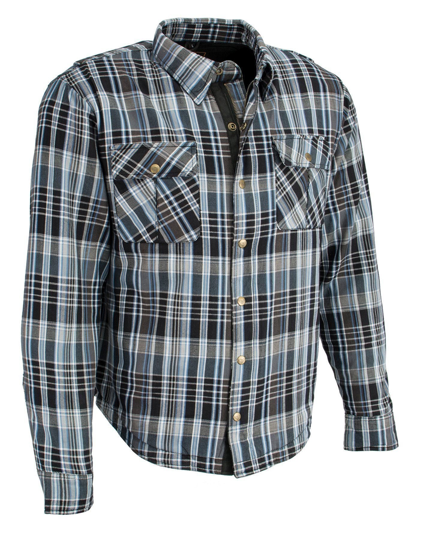 Milwaukee Leather Men's Steelvenom Multi/Color CE Armored Flannel Shirt with Aramid Reinforced Zones - MPM1626