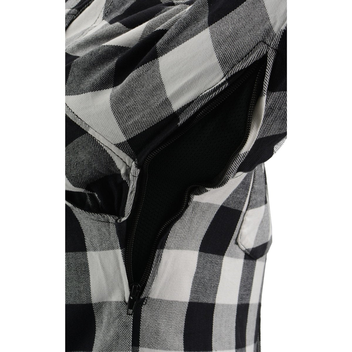 Milwaukee Leather Men's Aztec Black/White CE Armored Flannel Shirt with Aramid Reinforced Zones - MPM1633