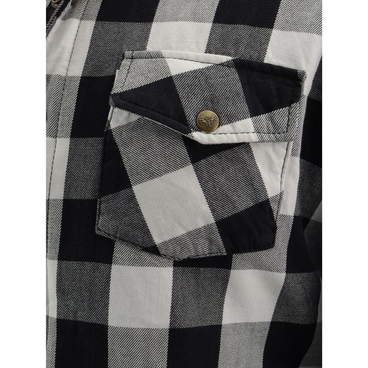 Milwaukee Leather Men's Aztec Black/White CE Armored Flannel Shirt with Aramid Reinforced Zones - MPM1633