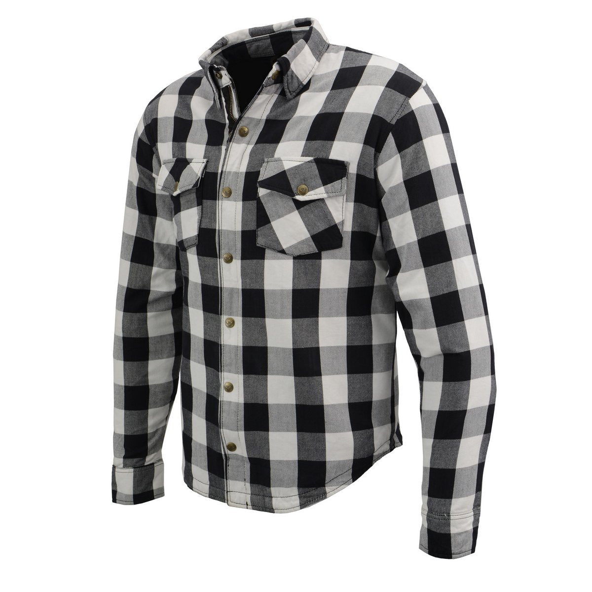Milwaukee Leather Men's Aztec Black/White CE Armored Flannel Shirt with Aramid Reinforced Zones - MPM1633