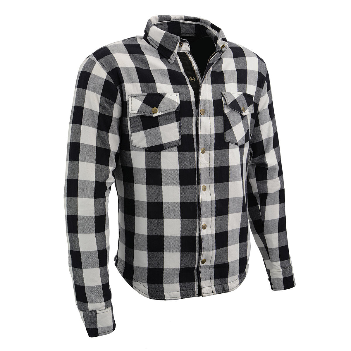 Milwaukee Leather Men's Aztec Black/White CE Armored Flannel Shirt with Aramid Reinforced Zones - MPM1633