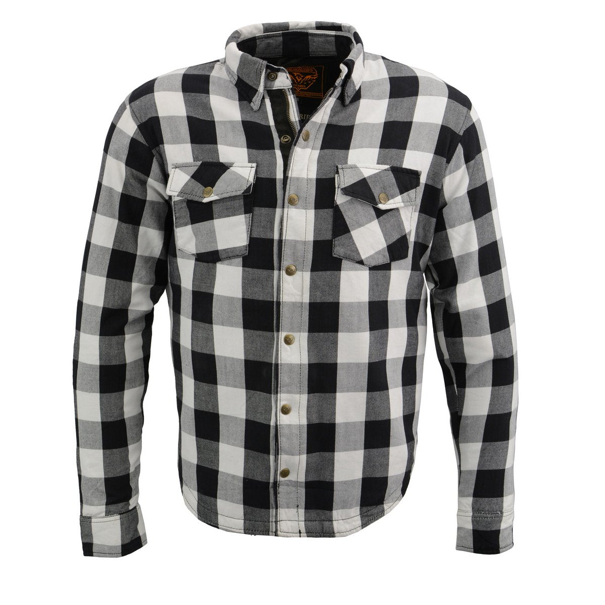 Milwaukee Leather Men's Aztec Black/White CE Armored Flannel Shirt with Aramid Reinforced Zones - MPM1633