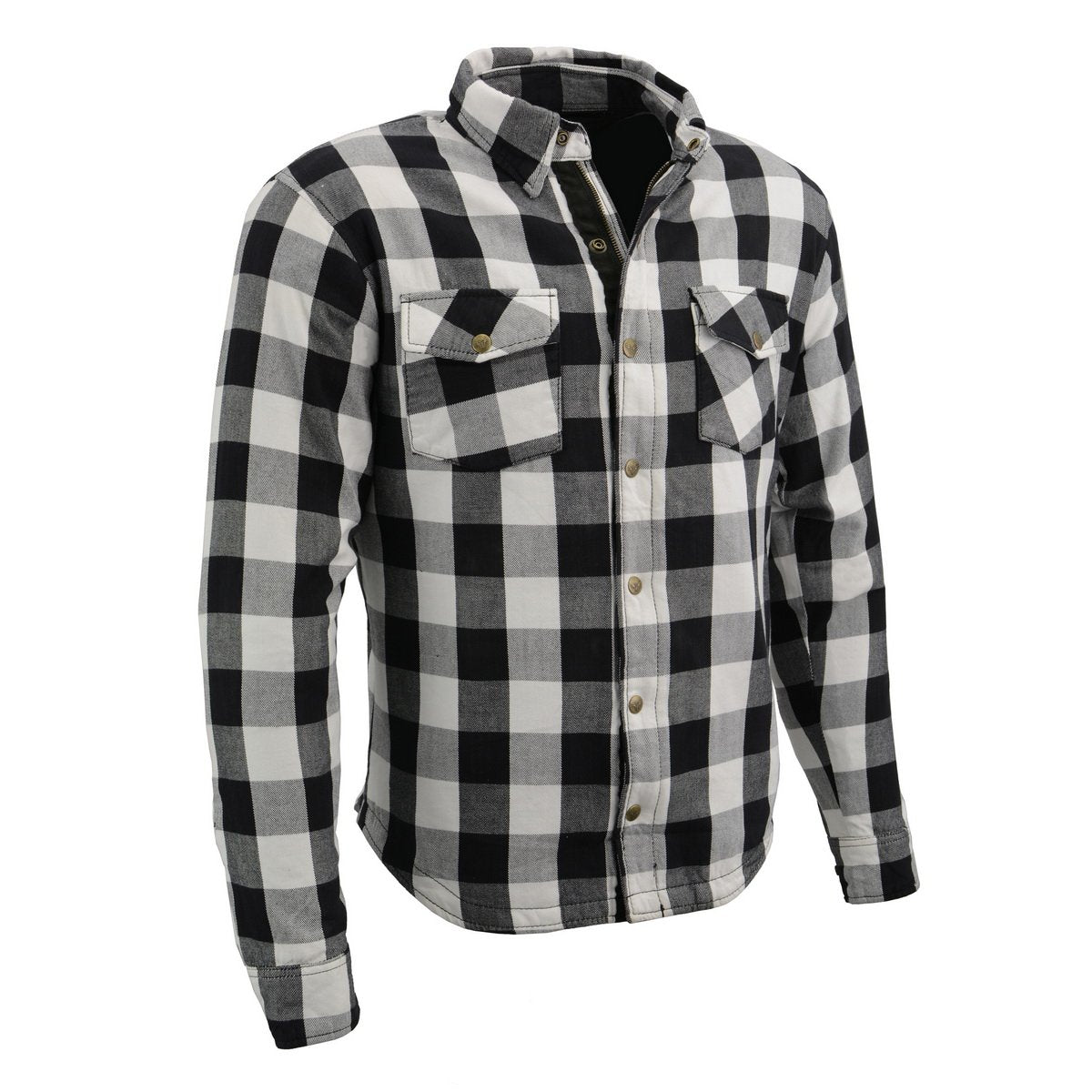 Milwaukee Leather Men's Aztec Black/White CE Armored Flannel Shirt with Aramid Reinforced Zones - MPM1633