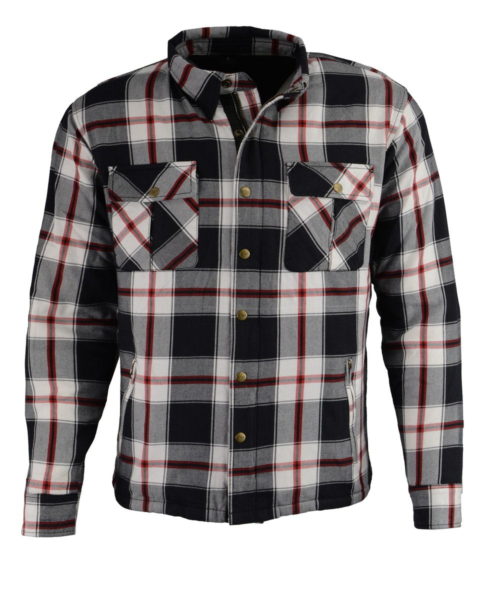 Milwaukee Leather Men's Grimfire Multi/Color CE Armored Flannel Shirt with Aramid Reinforced Zones - MPM1635