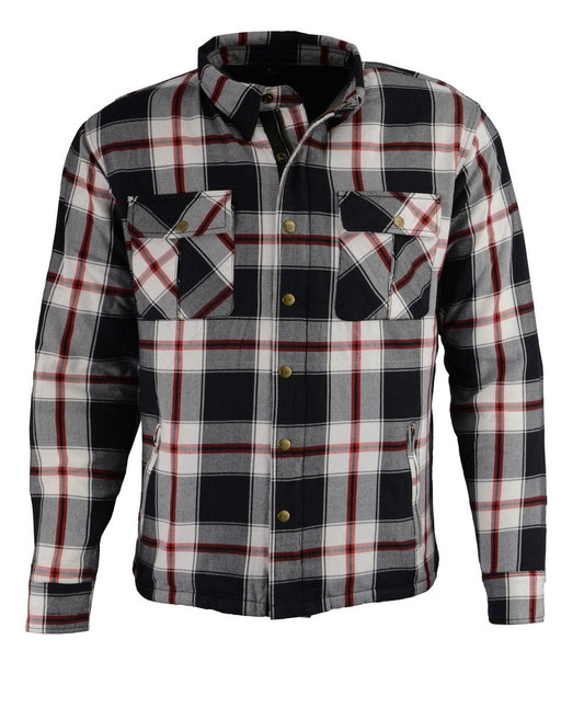 Milwaukee Leather Men's Grimfire Multi/Color CE Armored Flannel Shirt with Aramid Reinforced Zones - MPM1635