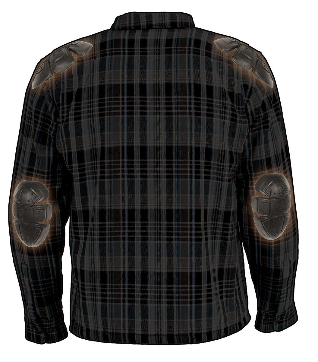 Milwaukee Leather Men's Bloodtrail Multi/Color CE Armored Flannel Shirt with Aramid Reinforced Zones - MPM1636