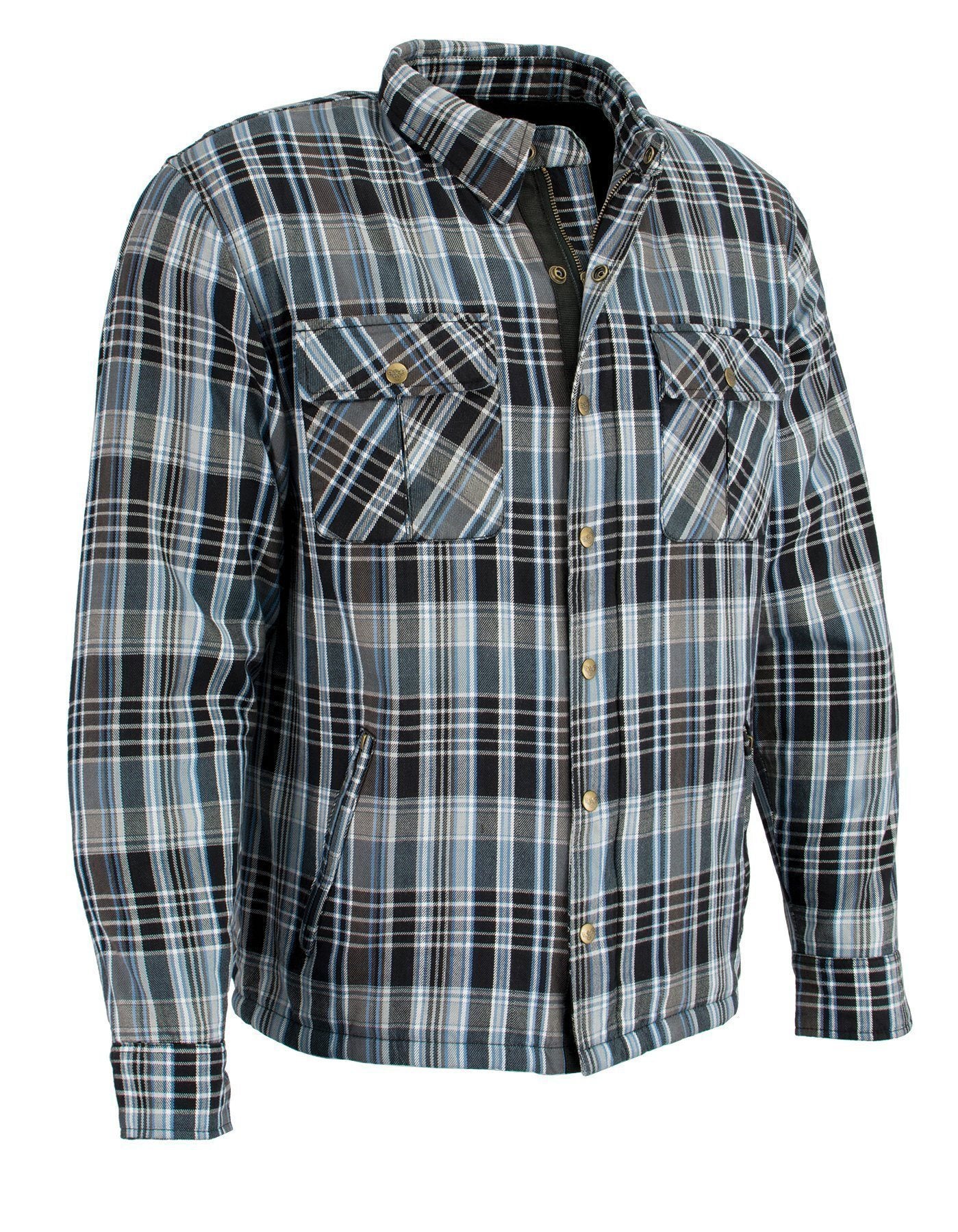Milwaukee Leather Men's Bloodtrail Multi/Color CE Armored Flannel Shirt with Aramid Reinforced Zones - MPM1636