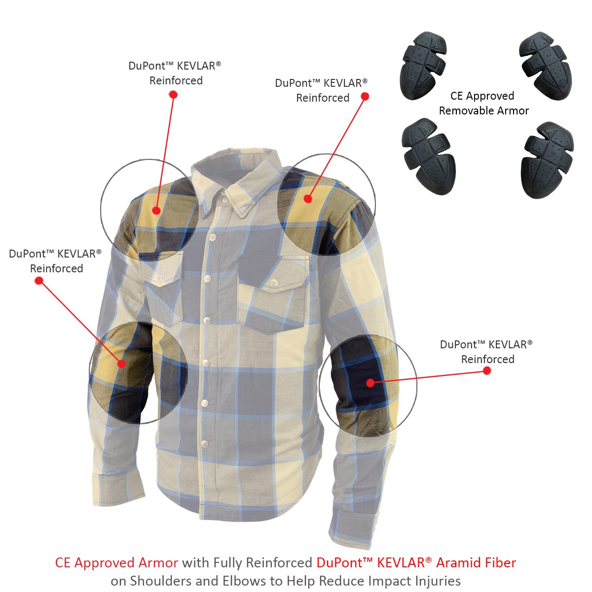 Milwaukee Leather Men's Roguefire Multi/Color CE Armored Flannel Shirt with Aramid Reinforced Zones - MPM1639