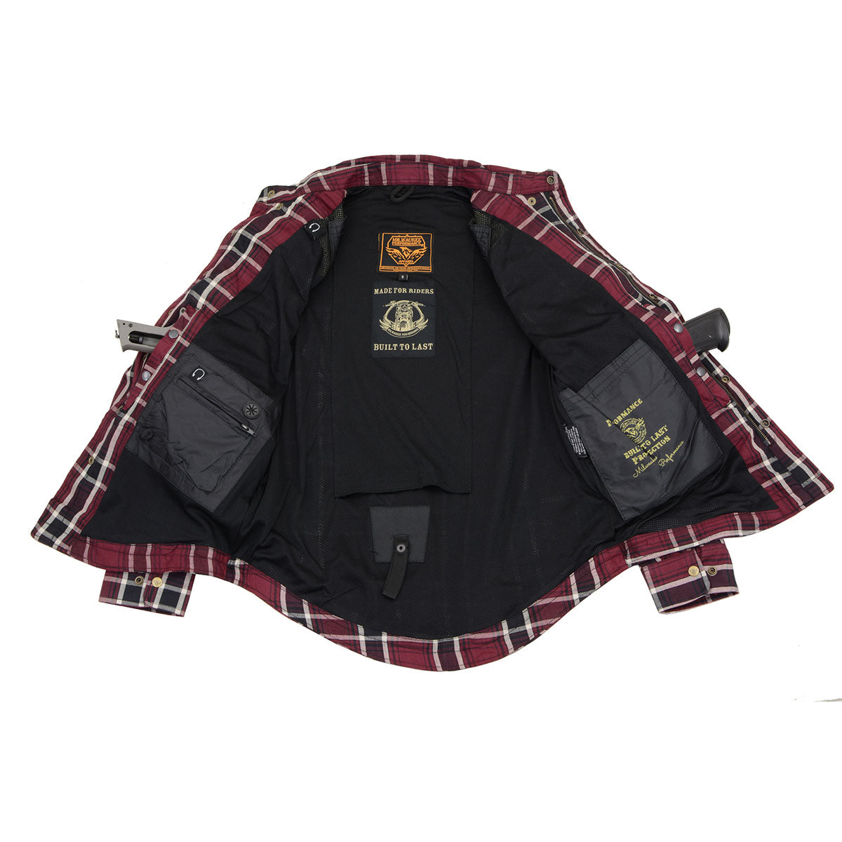 Milwaukee Leather Men's Ironfang Multi/Color CE Armored Flannel Shirt with Aramid Reinforced Zones - MPM1640